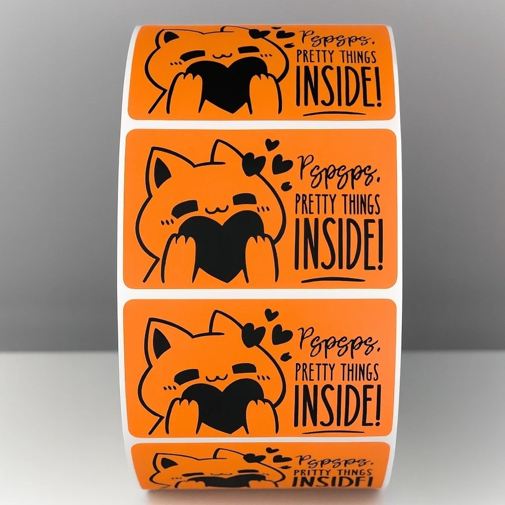 Pspsps Pretty Things Inside Stickers – Cute Cat Labels for Packaging and Orders